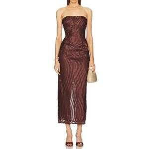 MICHAEL COSTELLO X REVOLVE Womens Strapless Opal Maxi Dress Chocolate Brown S